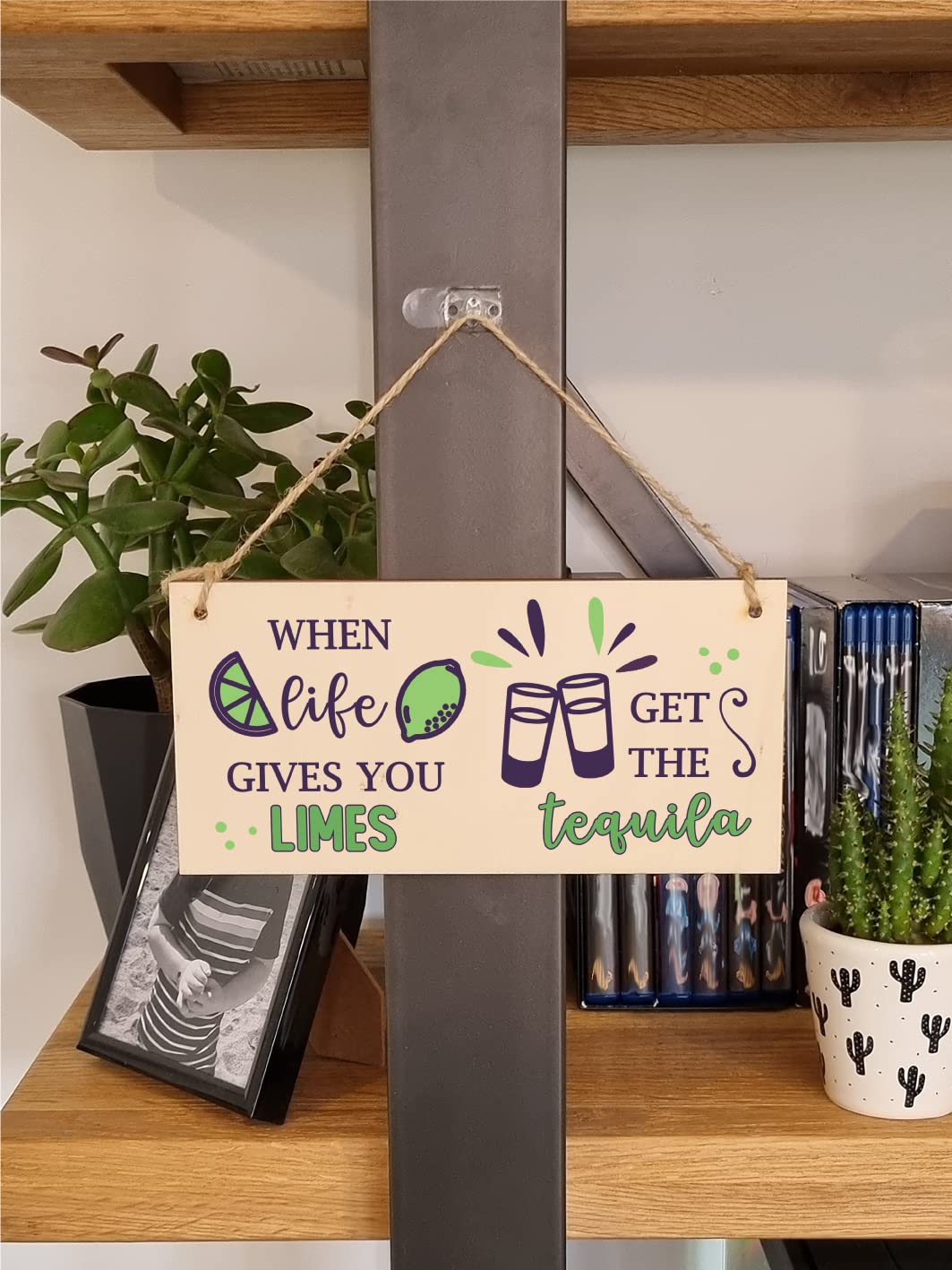 The Plum Penguin Handmade Wooden Hanging Wall Plaque When Life Gives You Limes Tequila Funny Novelty Alcohol Sign Home Bar