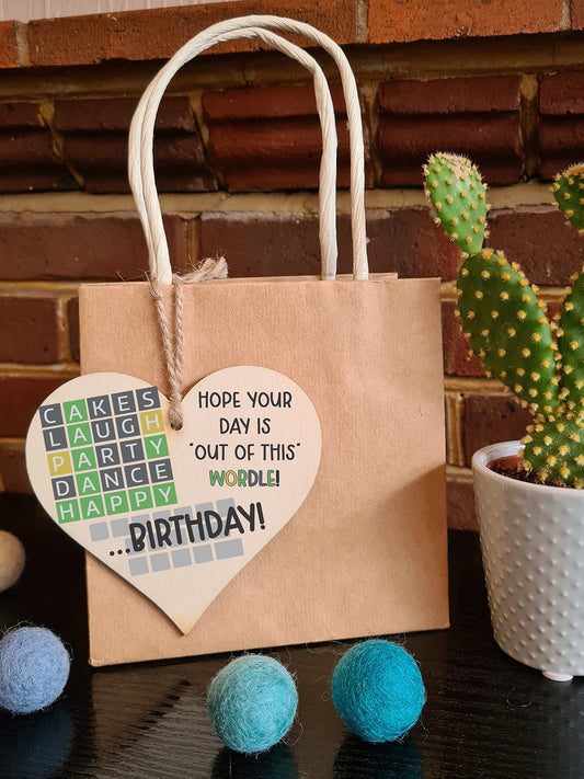 The Plum Penguin Handmade Wooden Hanging Heart Plaque Gift Happy Birthday Hope its out of this world Wordle Fun Words
