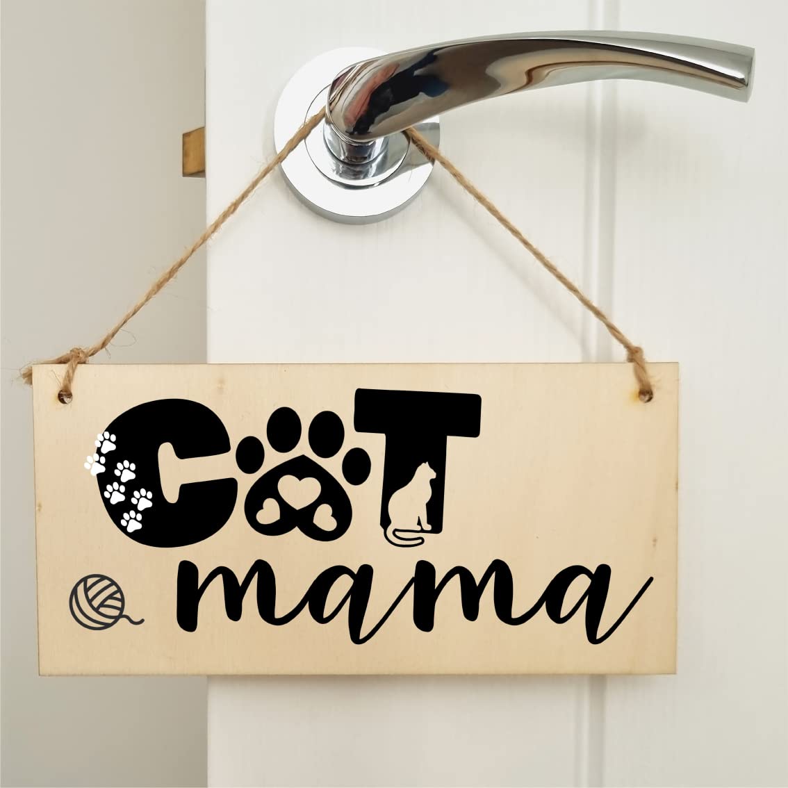 The Plum Penguin Handmade Wooden Hanging Wall Plaque Cat Mama Cute Funny Gift Pet Lover Cat Mum Parent Mother's Day