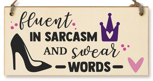 The Plum Penguin Handmade Wooden Hanging Wall Plaque Fuent in Sarcasm and Swear Words Decorative Funny Friendship Gift Sassy Queen