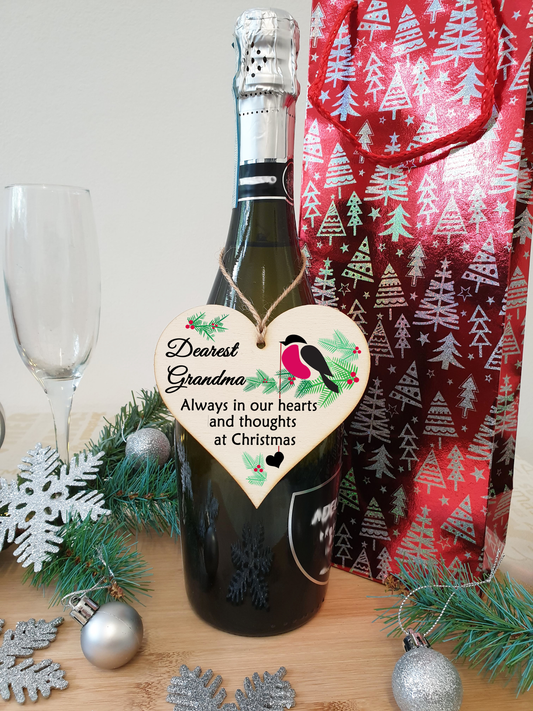 Handmade Wooden Christmas Hanging Heart Plaque Gift Always in our hearts and thoughts at Xmas lost loved ones tree decoration rememberance sentimental present