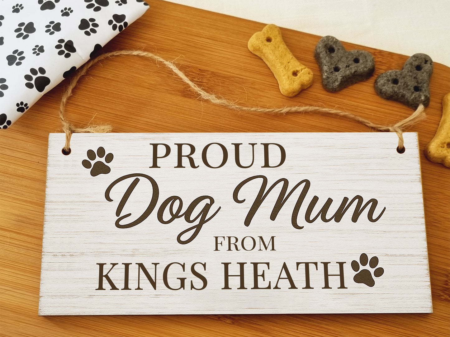 Dog Lover's Hanging Wooden Sign – Handmade Rustic Decor for Kings Heath Homes