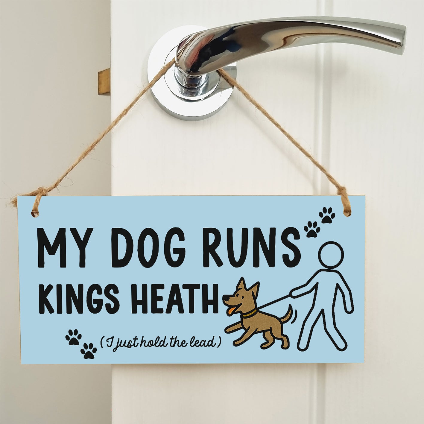 Dog Lover's Hanging Wooden Sign – Handmade Rustic Decor for Kings Heath Homes
