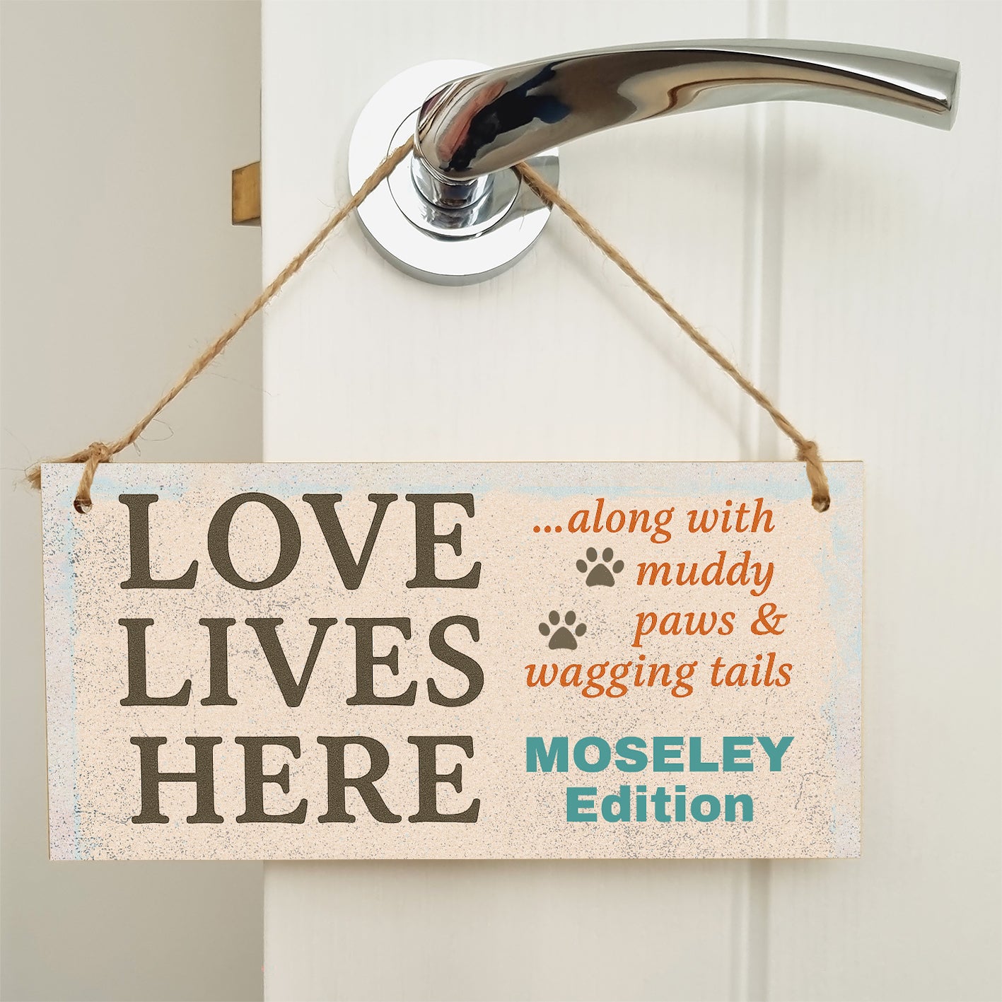 Dog Lover's Hanging Wooden Sign – Handmade Rustic Decor for Moseley Homes