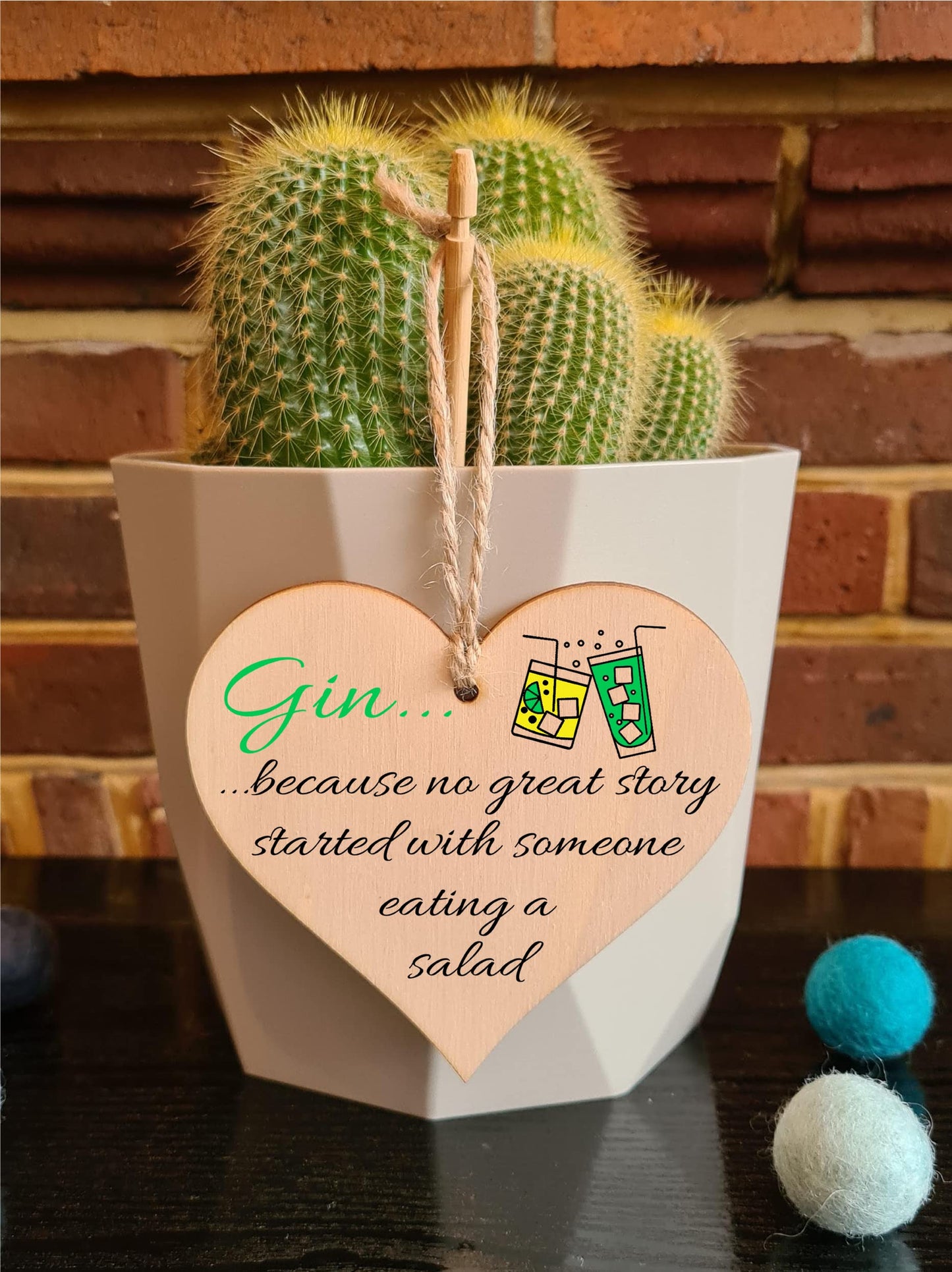 Handmade Wooden Hanging Heart Plaque Gift Perfect for Gin Lovers Novelty Funny Keepsake