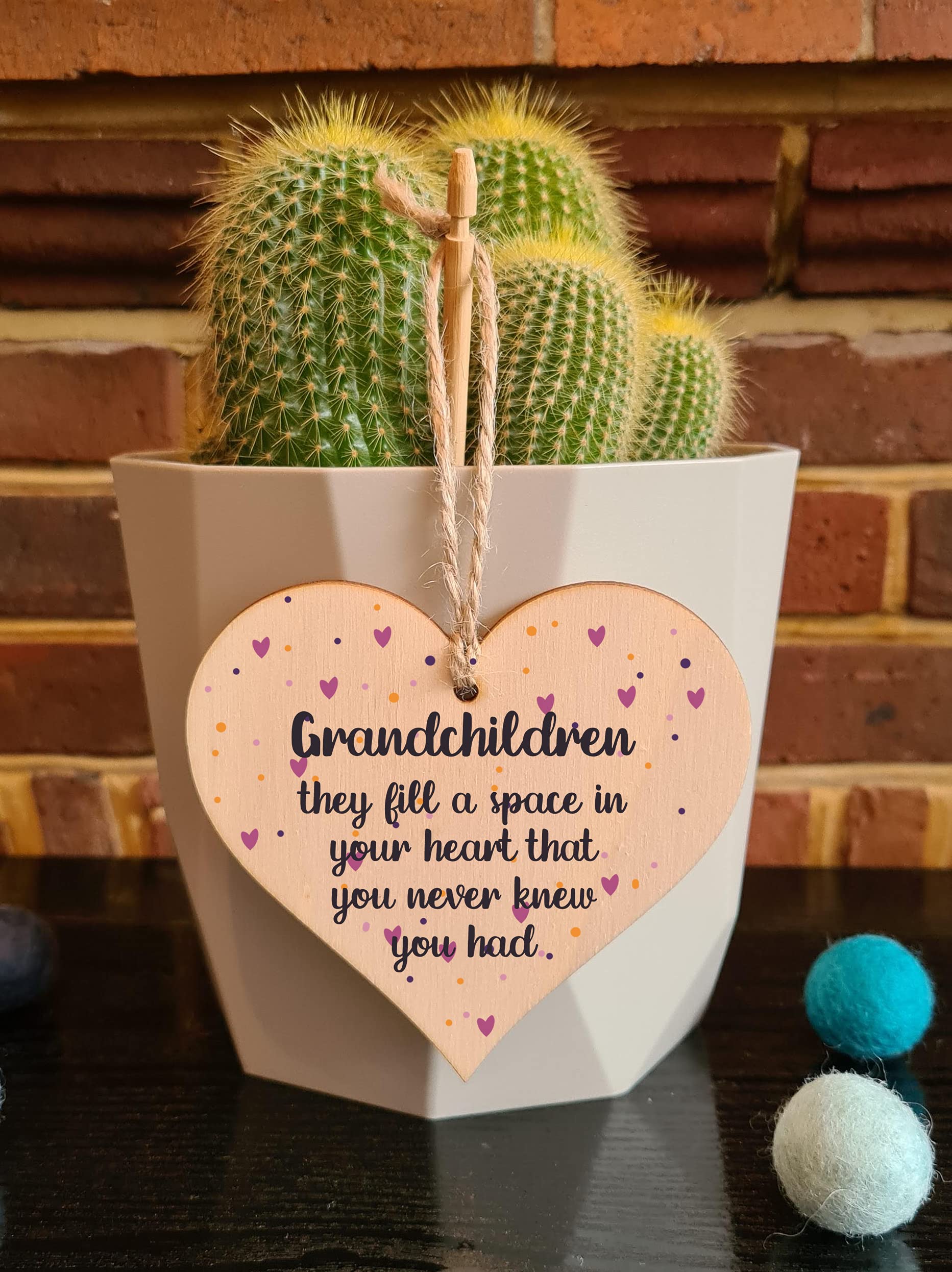 The Plum Penguin Handmade Wooden Hanging Heart Plaque Gift Grandchildren Fill Heart Wall Hanger Grandparents Family Thoughtful Wall Hanger