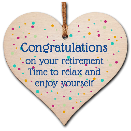The Plum Penguin Handmade Wooden Hanging Heart Plaque Gift Congratulations on Retirement Relax Leaving Present Card Alternative
