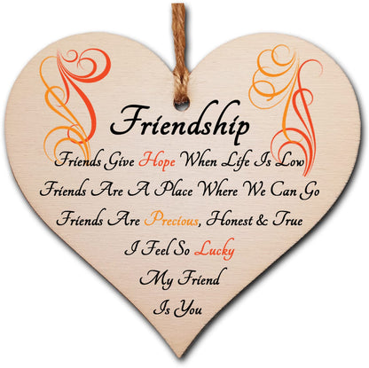 Handmade Wooden Hanging Heart Plaque Gift Perfect for your Best Friend Friendship Keepsake