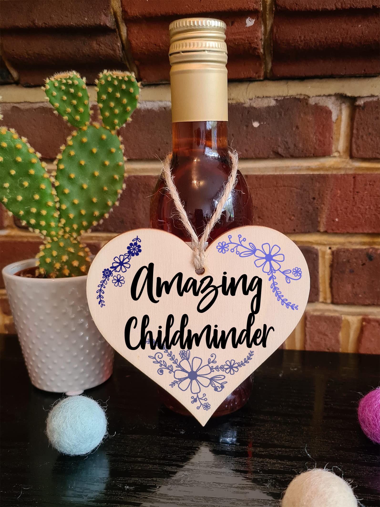 Handmade Wooden Hanging Heart Plaque Gift for a Amazing Childminder Thank You Keepsake