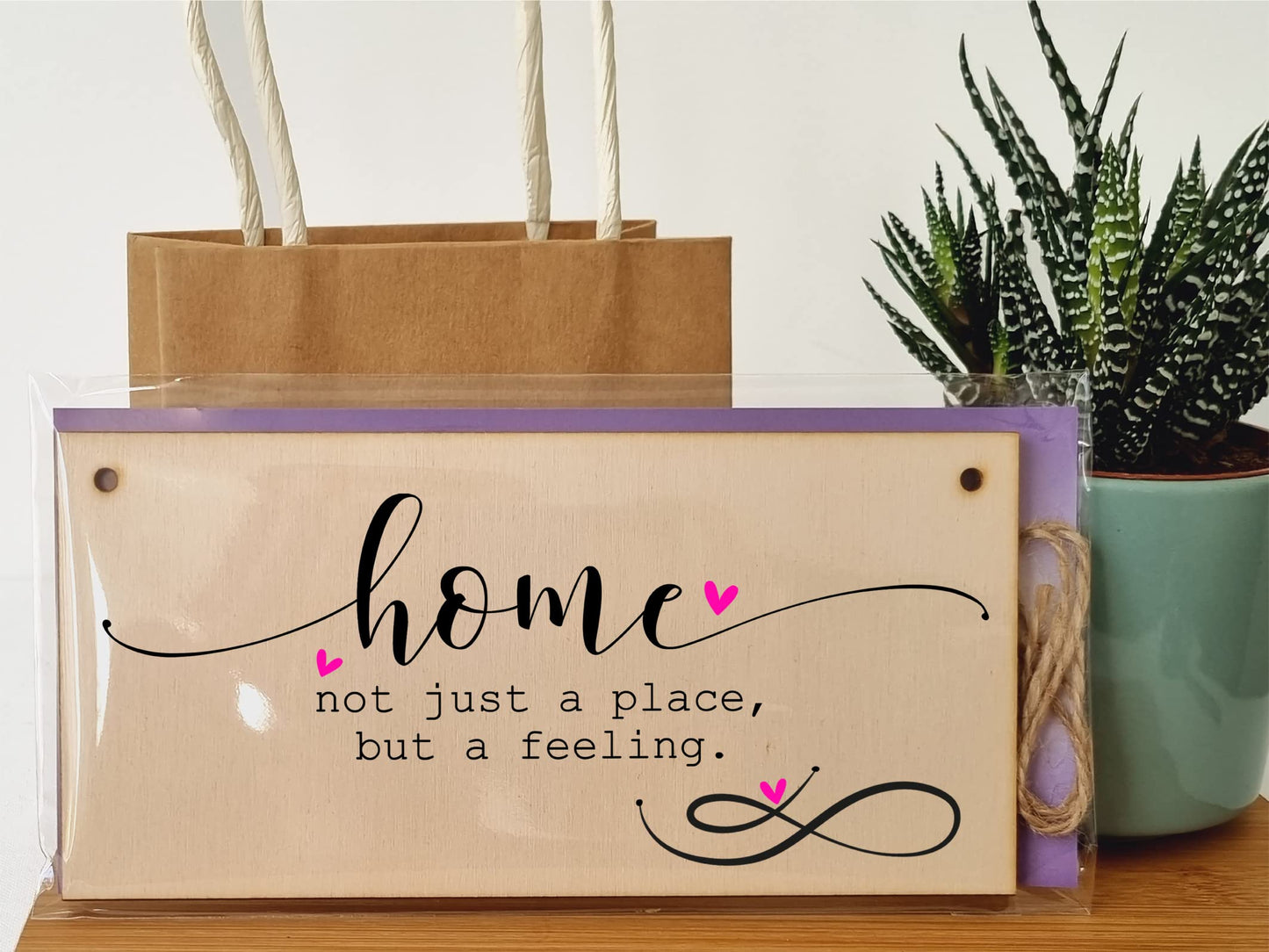 The Plum Penguin Handmade Wooden Hanging Wall Plaque Home is Not Just a Place But a Feeling Decorative Sentimental Sign Family