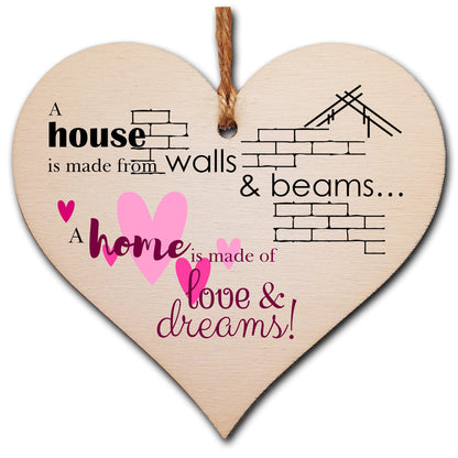 The Plum Penguin Handmade Wooden Hanging Heart Plaque Gift House Walls Home Love Dreams Inspirational Wall Hanger Card Alternative Friendship Family