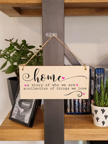 The Plum Penguin Handmade Wooden Hanging Wall Plaque Home a Story of Who We Are Things We Love Decorative Sentimental Sign Family