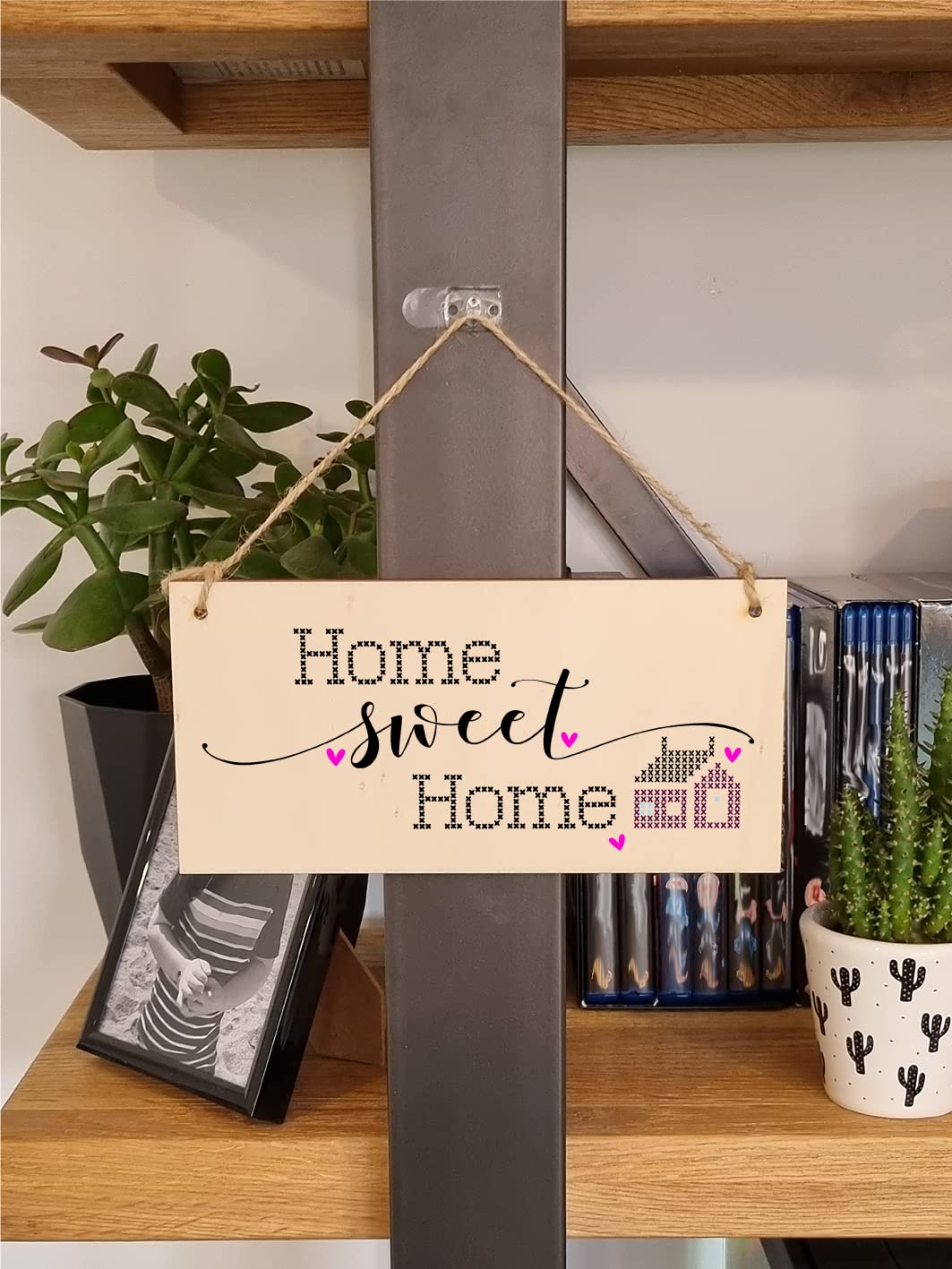 The Plum Penguin Handmade Wooden Hanging Wall Plaque Home Sweet Home Decorative Gift Family Sentimental Sign Hallway for Mum