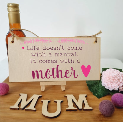 The Plum Penguin Handmade Wooden Hanging Wall Plaque Life Not a Manual a Mother Sentimental Gift Sign Mother's Day
