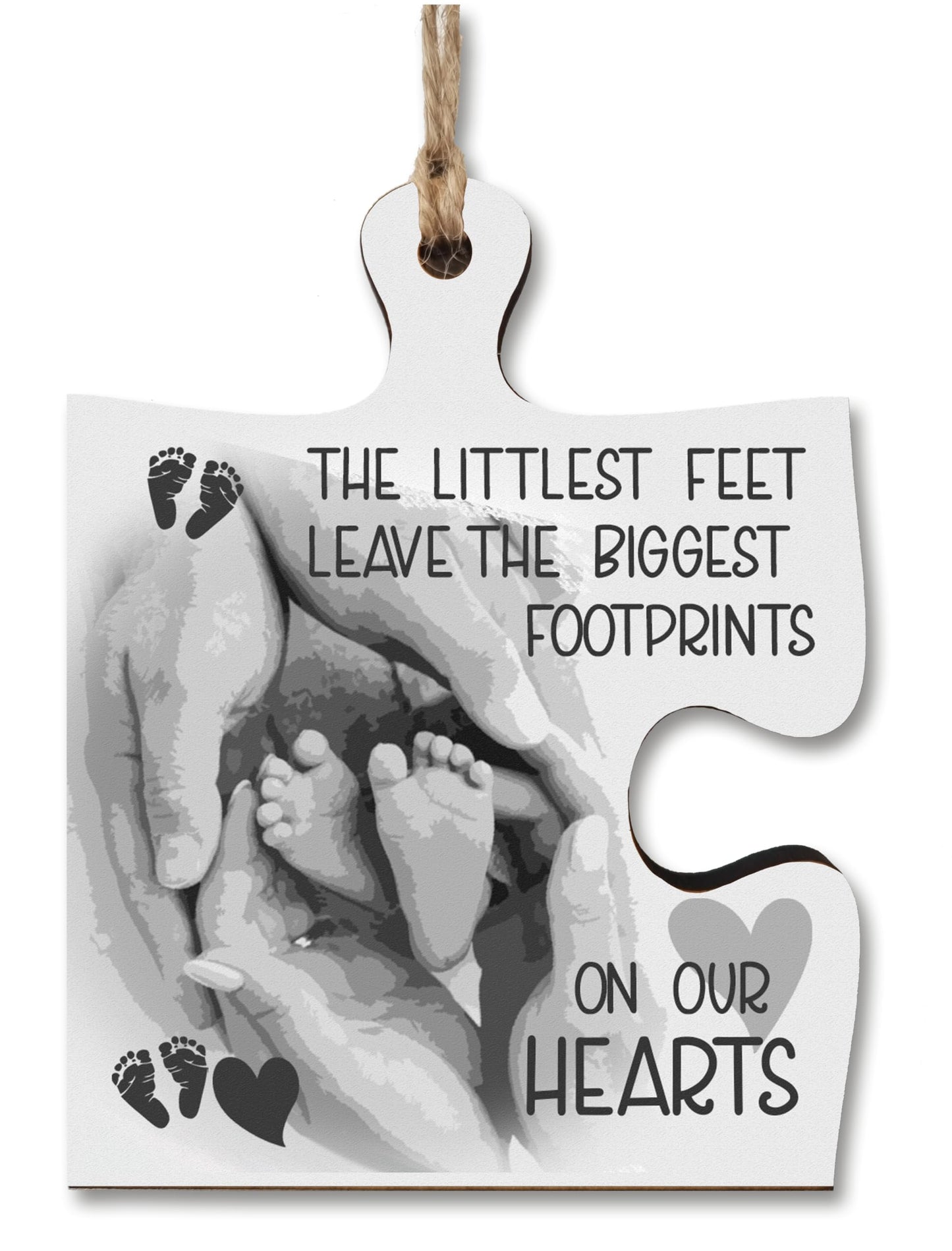The Plum Penguin Hanging Jigsaw Puzzle Piece Little Feet Big Footprints Hearts Baby Loss Remembrance Sign Ornament
