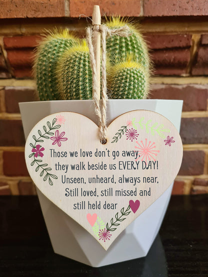 The Plum Penguin Handmade Wooden Hanging Heart Plaque Gift Those We Love Held Dear Missing You Bereavement In Memory Keepsake Wall Hanger