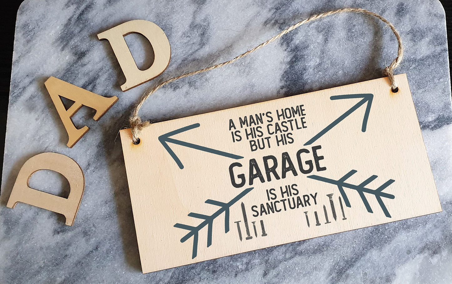 The Plum Penguin Handmade Wooden Hanging Wall Plaque A Man's Home Castle Shed Sanctuary Novelty Man Cave Sign