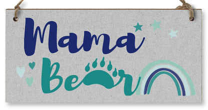 The Plum Penguin Handmade Wooden Hanging Wall Plaque Mama Bear Fun Boho Chic Gift Sign for Mum Mother's Day