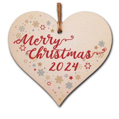 Handmade Christmas Hanging Wooden Heart Plaque Decoration Gift to wish someone special a merry xmas festive bauble