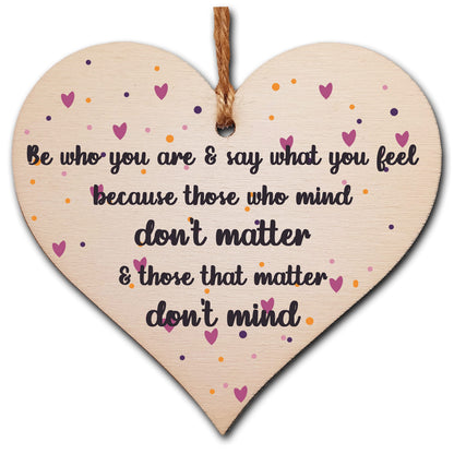 The Plum Penguin Handmade Wooden Hanging Heart Plaque Gift Be Who You Are Feel Inspirational Wall Hanger Card Alternative Motivational Present