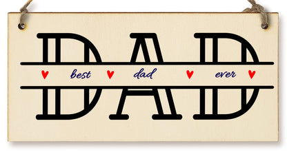 The Plum Penguin Handmade Wooden Hanging Wall Plaque Best Dad Ever Monogram Style Office Man Cave Sign