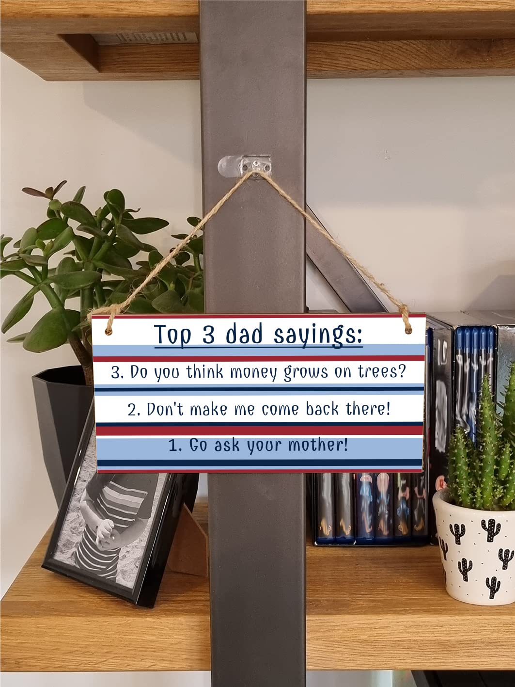 The Plum Penguin Handmade Wooden Hanging Wall Plaque Top 3 Dad Sayings Go Ask Your Mother Novelty Sign