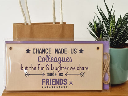 The Plum Penguin Handmade Wooden Hanging Wall Plaque Chance Made Us Colleagues Fun and Laughter Friends Workmate Leaving Gift
