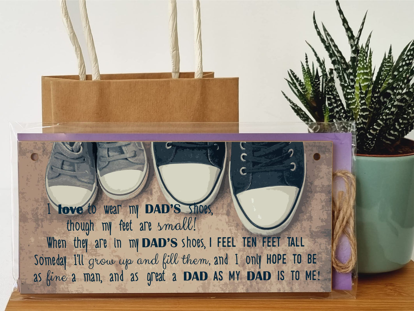 The Plum Penguin Handmade Wooden Hanging Wall Plaque Wear My Dad's Shoes Great Dad To Me Sentimental Sign