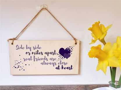 The Plum Penguin Handmade Wooden Hanging Wall Plaque Side by Side Miles Apart Friends Close at Heart Sentimental Friendship Gift