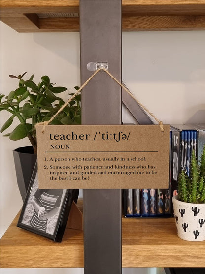 The Plum Penguin Handmade Wooden Hanging Wall Plaque Teacher Noun Dictionary Definition Patience Kindness End of School Term Gift