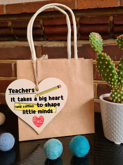Handmade Wooden Hanging Heart Plaque Gift for a Great Teacher Funny Thank You Keepsake