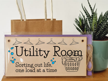 The Plum Penguin Handmade Wooden Hanging Wall Plaque Utility Room Sorting Out Life Funny Decorative Sign Kitchen Washing Room