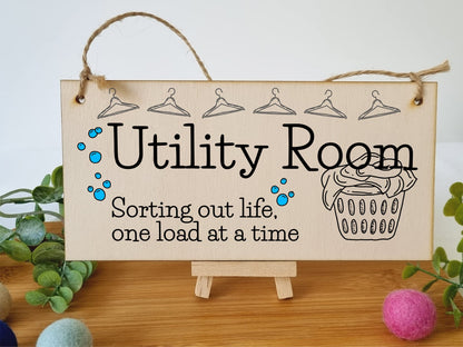 The Plum Penguin Handmade Wooden Hanging Wall Plaque Utility Room Sorting Out Life Funny Decorative Sign Kitchen Washing Room