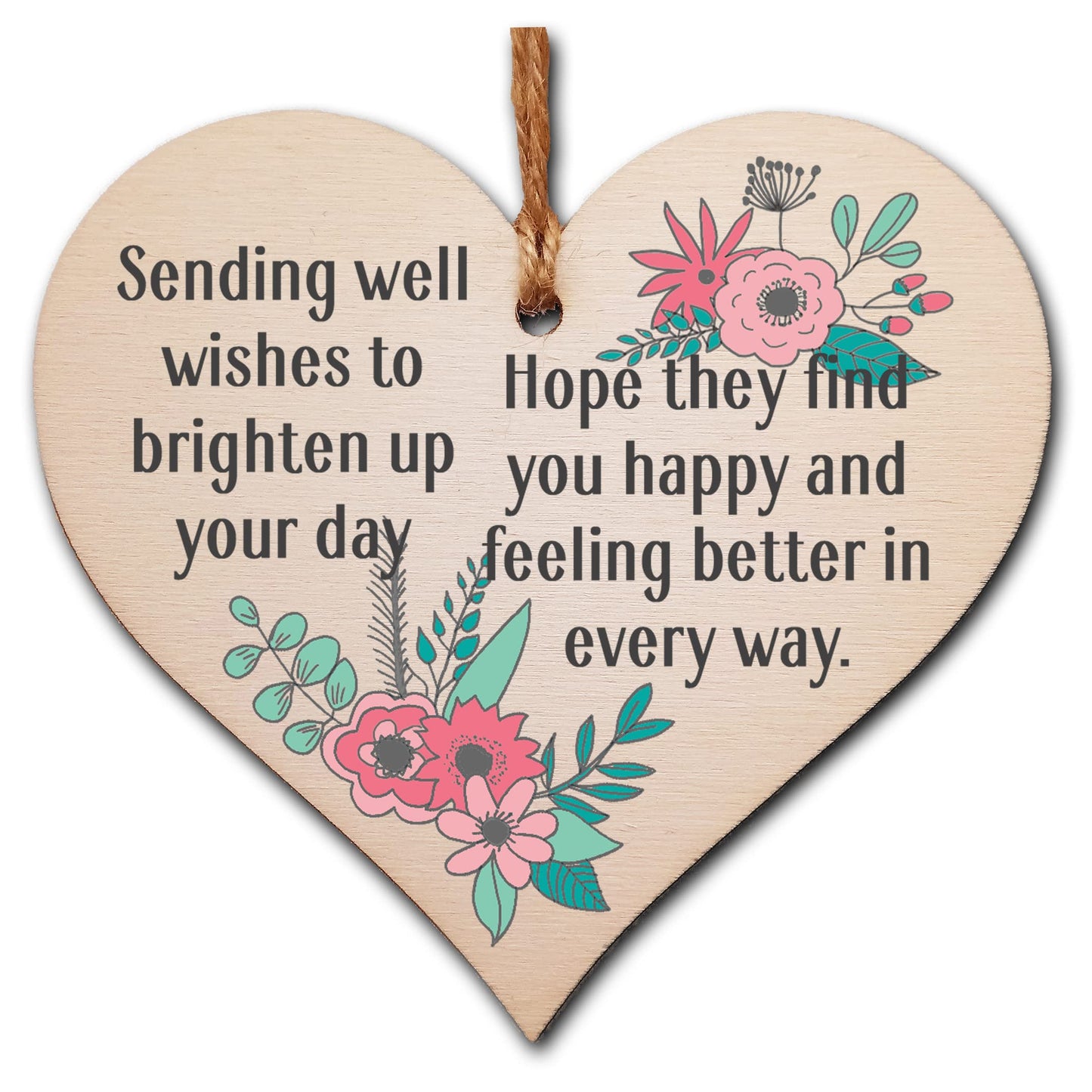 Handmade Wooden Hanging Heart Plaque Gift to Say Sorry Commiserations Sympathy Card Alternative