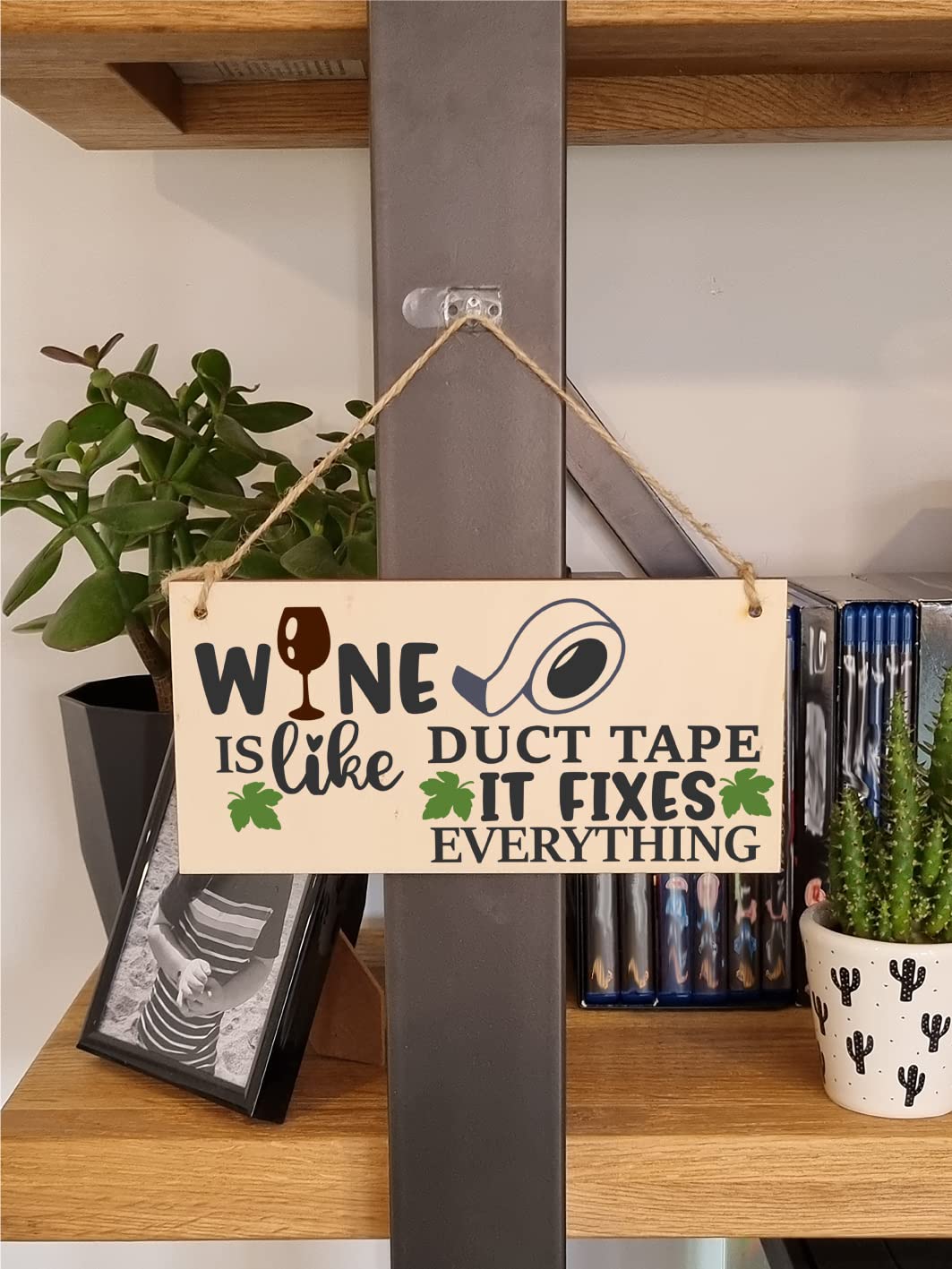 The Plum Penguin Wine Like Duct Tape Fixes Everything Novelty Handmade Wooden Hanging Wall Plaque Gift Home Bar Sign Decoration