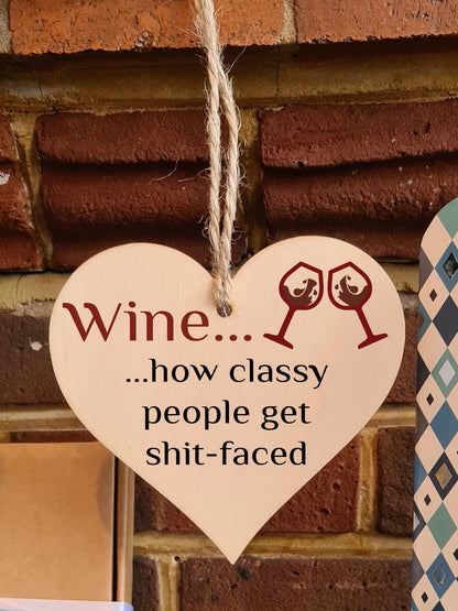 Handmade Wooden Hanging Heart Plaque Gift Perfect for Wine Lovers Novelty Funny Keepsake