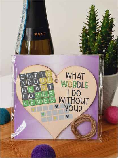 The Plum Penguin Handmade Wooden Hanging Heart Plaque Gift What Would I Do Without You Wordle Funny Cute Play on Words