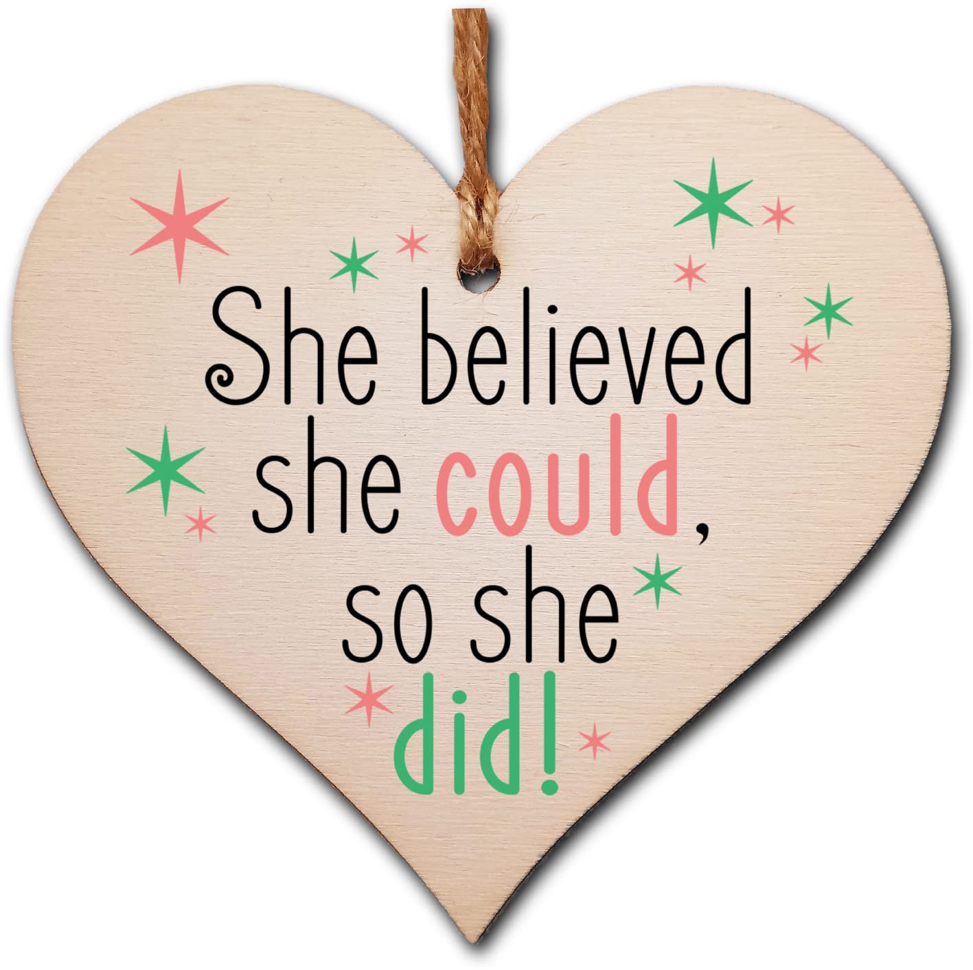 Handmade Wooden Hanging Heart Plaque Gift for Someone Special Inspirational Gift or Self Motivational Treat