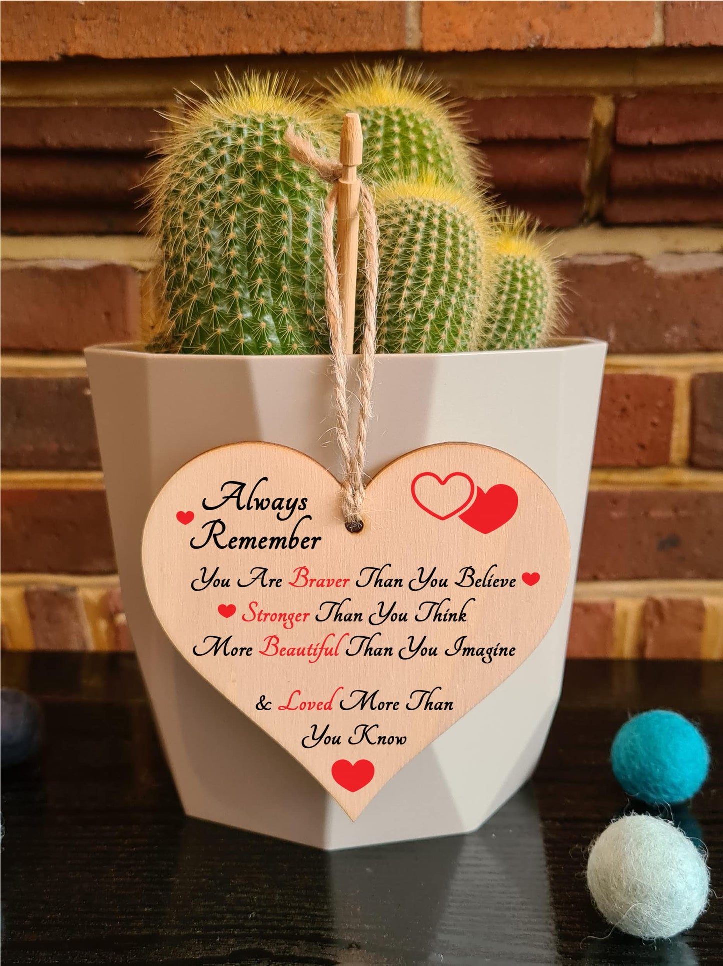 Handmade Wooden Hanging Heart Plaque Gift for Someone Special Inspirational Gift or Self Motivational Treat