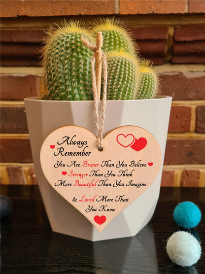 Handmade Wooden Hanging Heart Plaque Gift for Someone Special Inspirational Gift or Self Motivational Treat