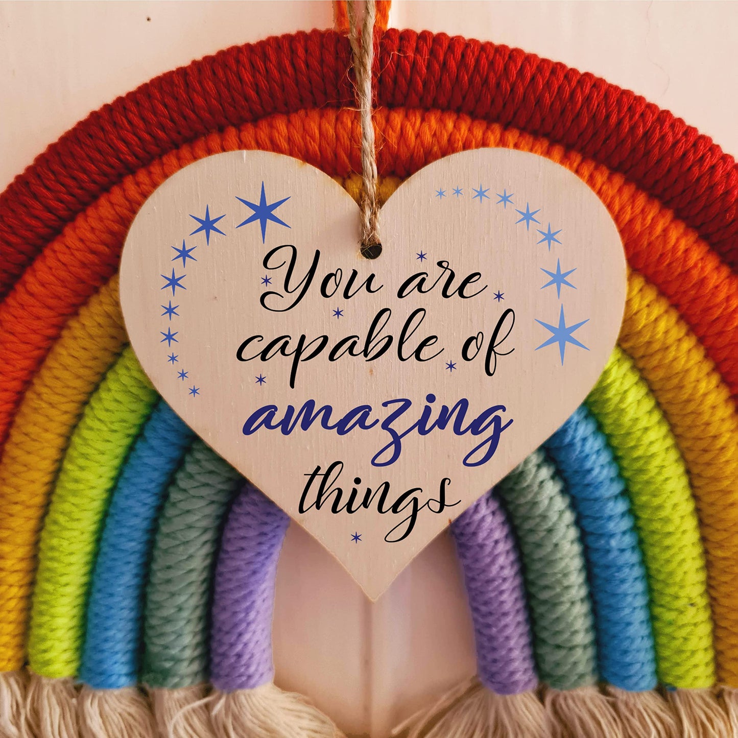 Handmade Wooden Hanging Heart Plaque Gift for Someone Special Inspirational Gift or Self Motivational Treat