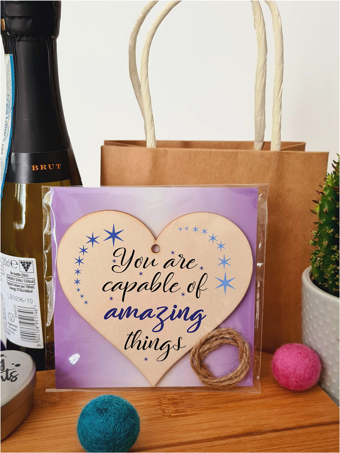 Handmade Wooden Hanging Heart Plaque Gift for Someone Special Inspirational Gift or Self Motivational Treat