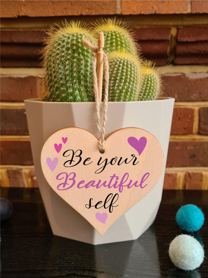 Handmade Wooden Hanging Heart Plaque Gift for Someone Special Inspirational Gift or Self Motivational Treat