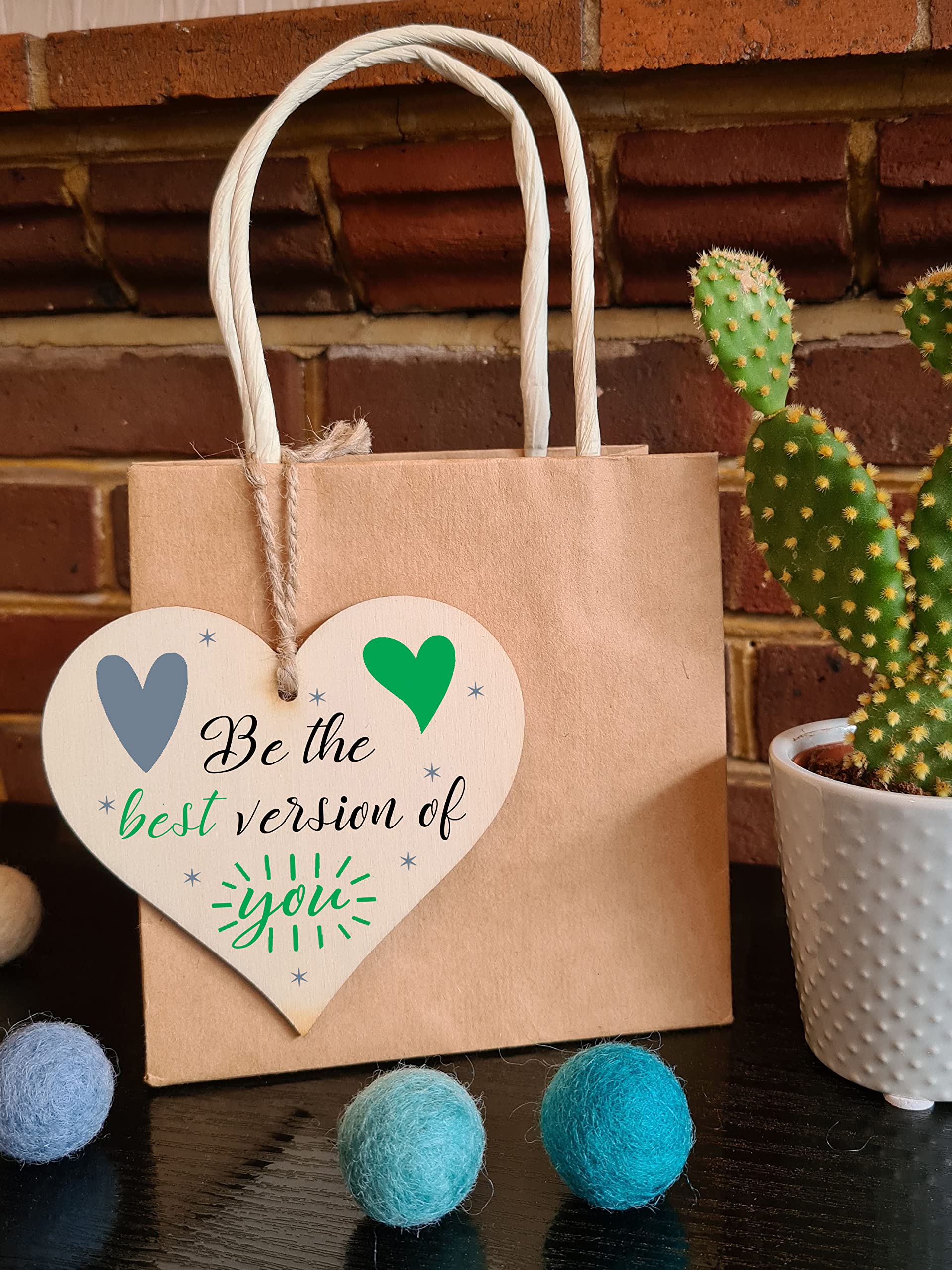 Handmade Wooden Hanging Heart Plaque Gift for Someone Special Inspirational Gift or Self Motivational Treat