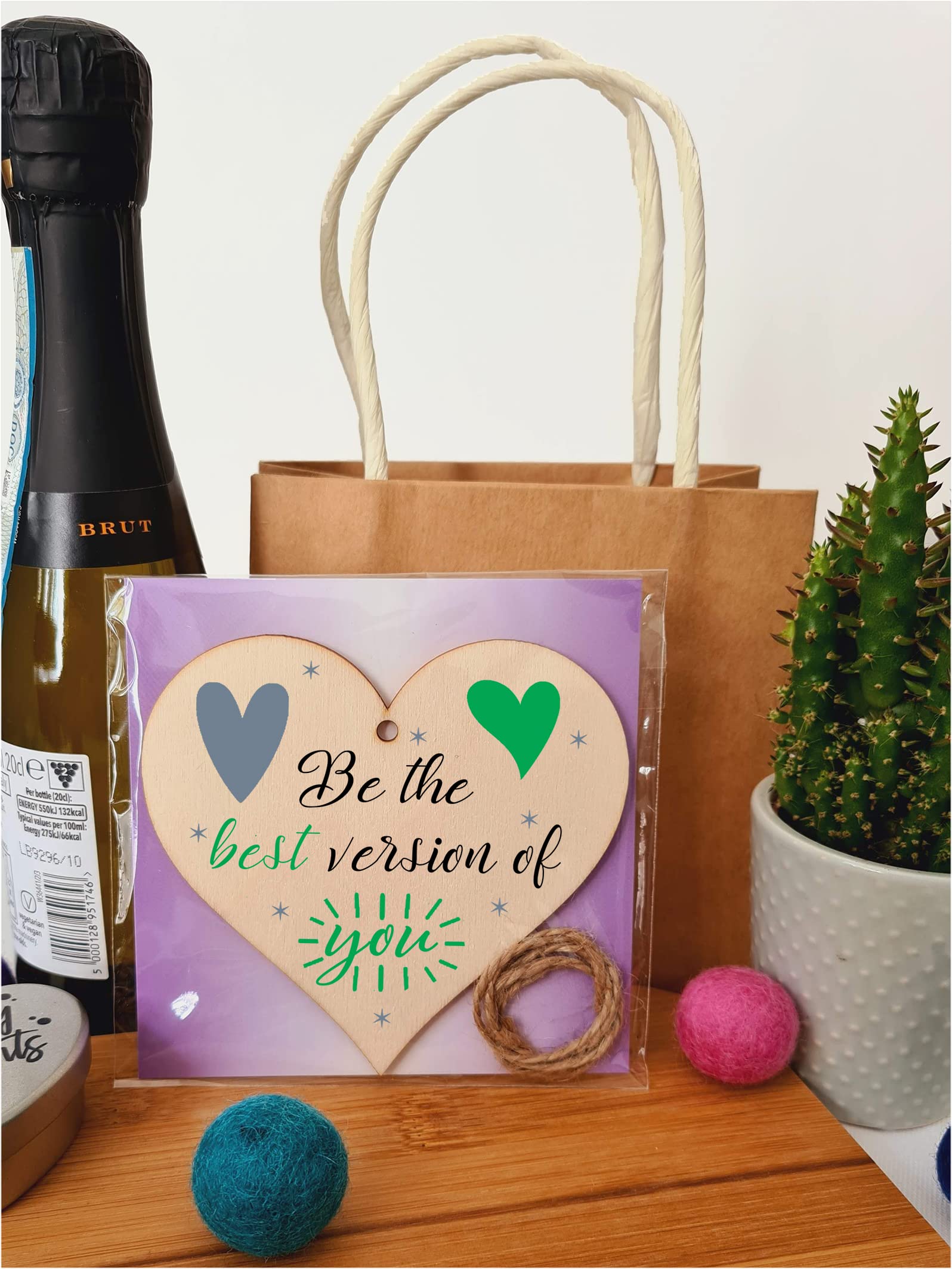 Handmade Wooden Hanging Heart Plaque Gift for Someone Special Inspirational Gift or Self Motivational Treat