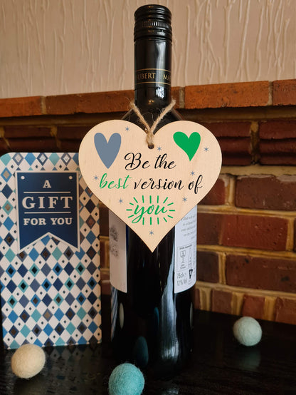 Handmade Wooden Hanging Heart Plaque Gift for Someone Special Inspirational Gift or Self Motivational Treat
