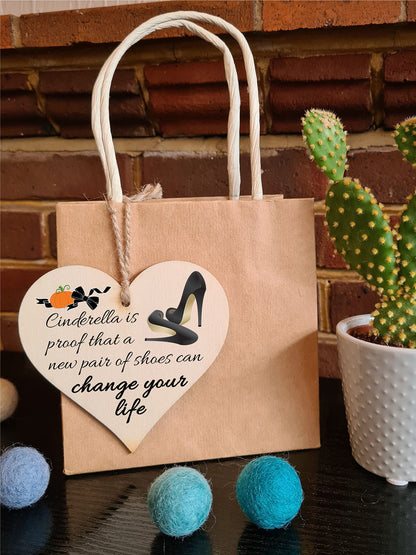 Handmade Wooden Hanging Heart Plaque Gift Perfect for Shoe Lovers