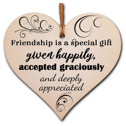 Handmade Wooden Hanging Heart Plaque Gift Perfect for your Best Friend Friendship Keepsake