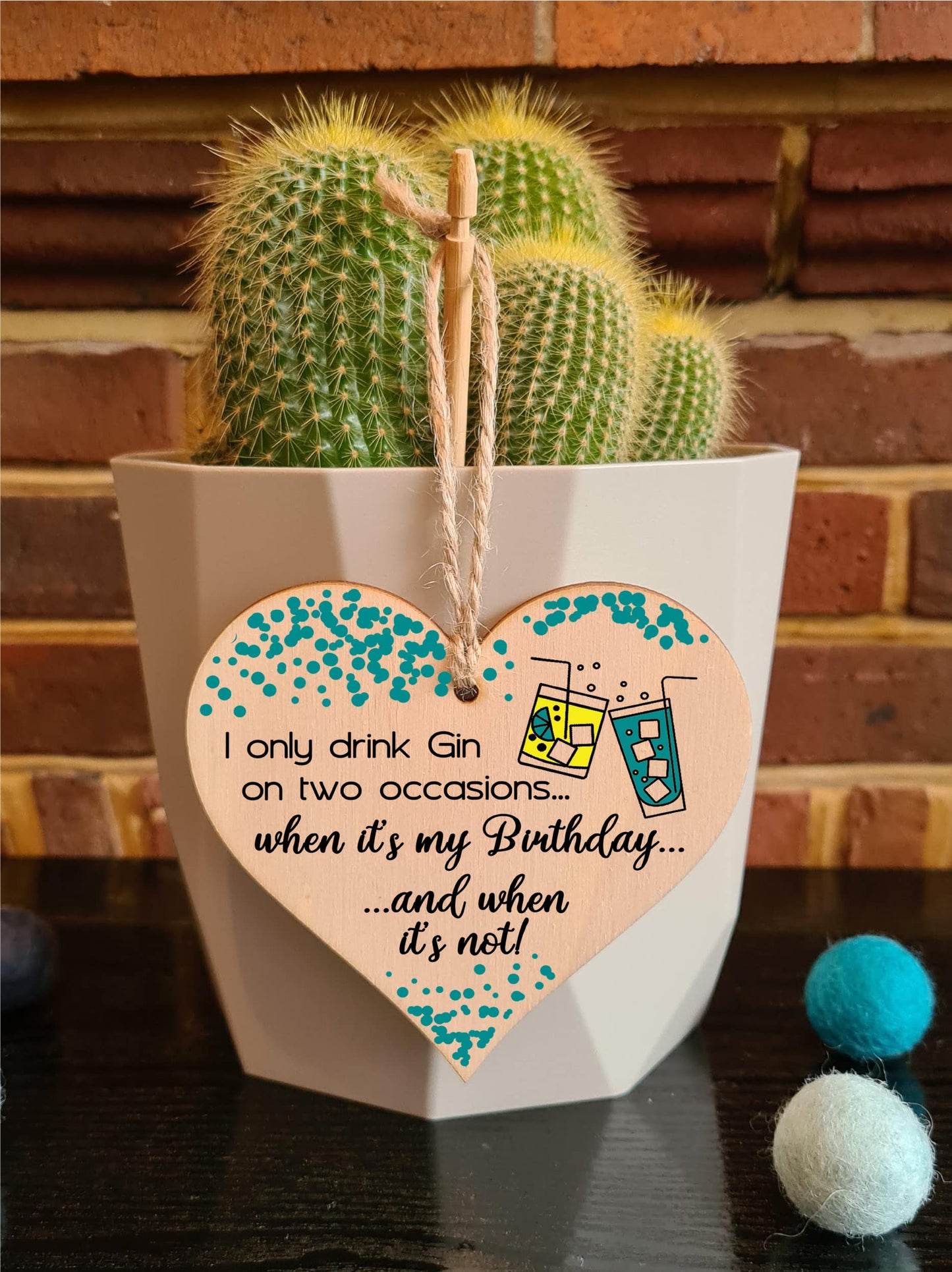 Handmade Wooden Hanging Heart Plaque Gift for Gin Lovers Novelty Funny Birthday Keepsake