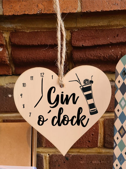 Handmade Wooden Hanging Heart Plaque Gift Perfect for Gin Lovers Novelty Funny Keepsake